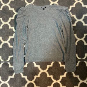 Gray ruffled shoulder long sleeve, Express